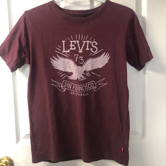 Levi's youth red tab eagle graphic tee, burgundy, size L 12-13years - Picture 1 of 6
